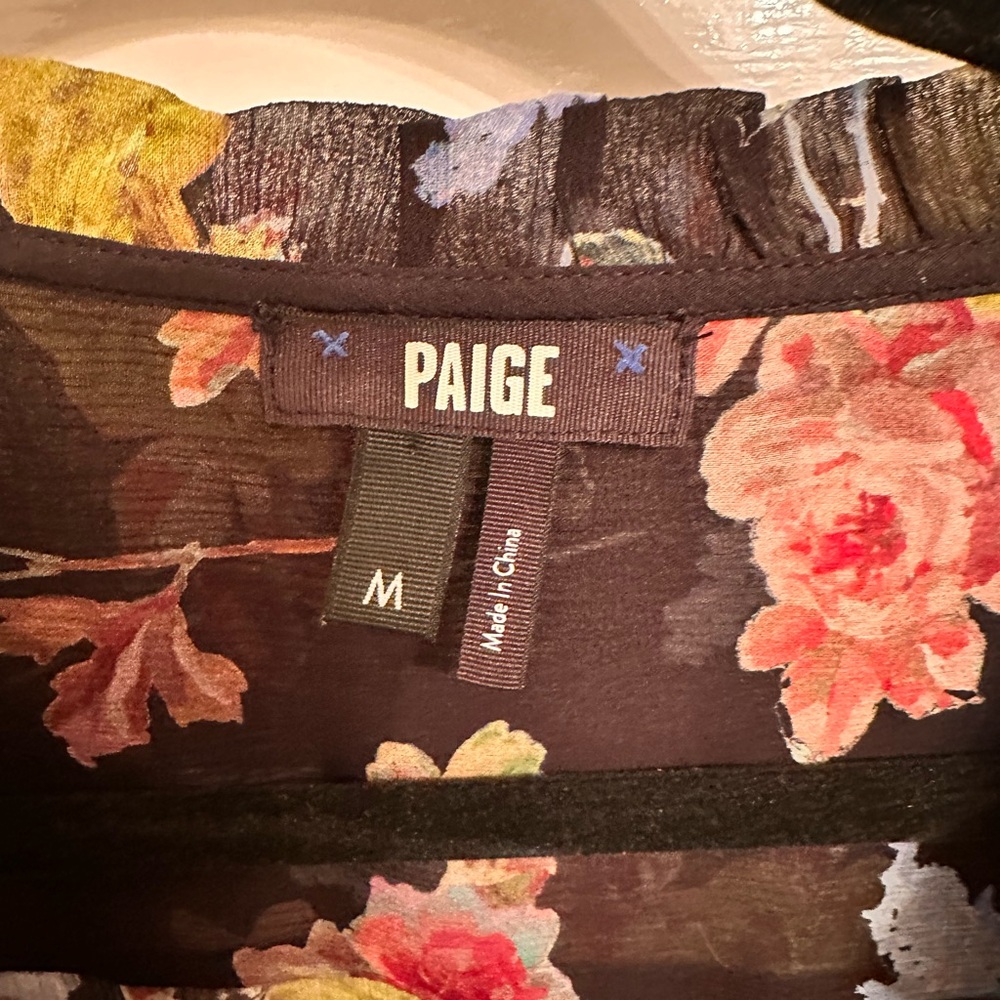 PAIGE Silk Dress with Yellow and Brown Floral Design